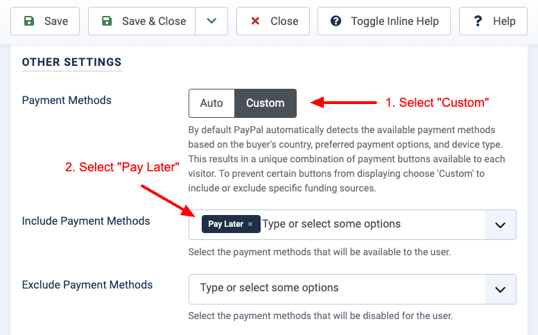 Smile Pack - PayPal Button - Pay Later Configuration