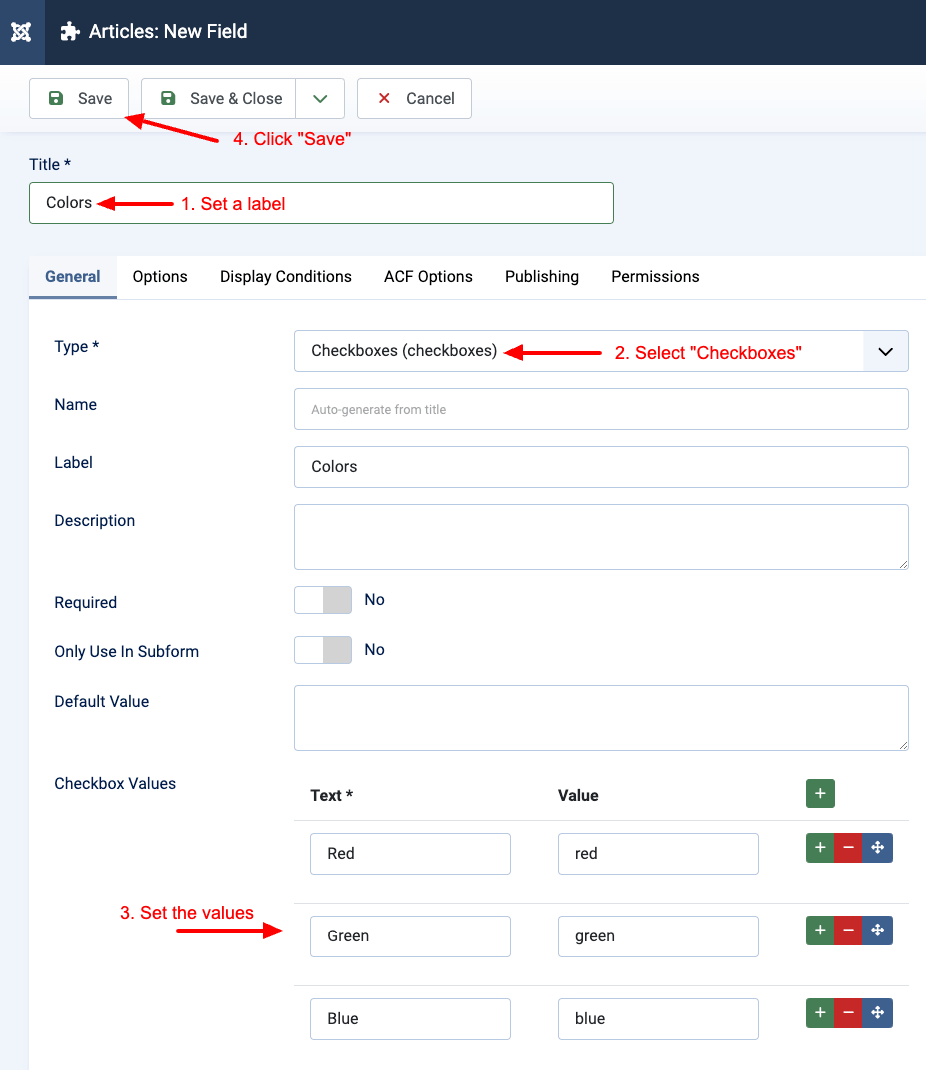 Create multi value custom field