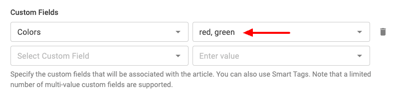 Final configuration set setting a fixed value on the multi value custom field