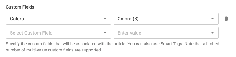 Final configuration for populating a multi value custom field