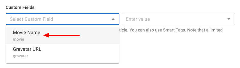 Select Single Value Custom Field