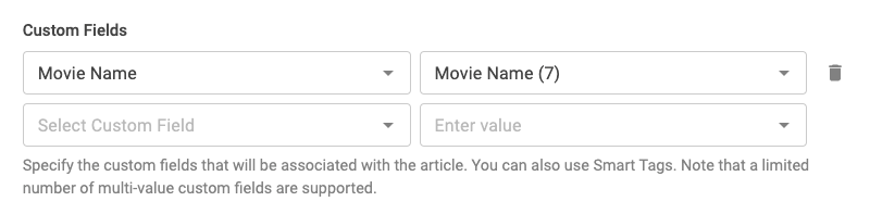 Final configuration to populate a single value custom field via a form field value