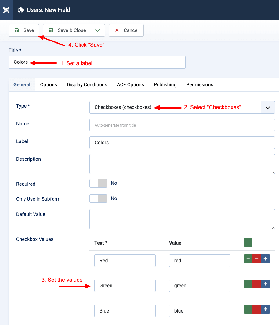 Create Multi Value Custom Field