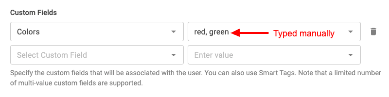 Set a fixed value for the multi value custom field