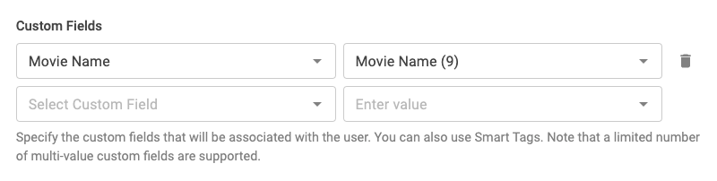 Final setup for Single Value Custom Field