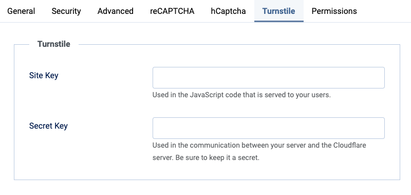 Set Cloudflare Turnstile API Keys in Convert Forms