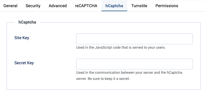 Set hCAPTCHA API Keys in Convert Forms