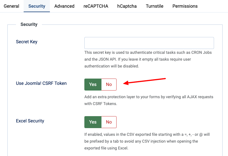 joomla spam csrf token