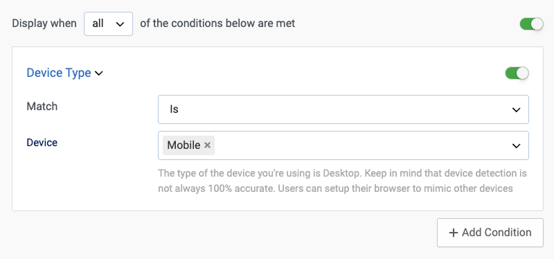 Display a Module to Users Using a Mobile Device