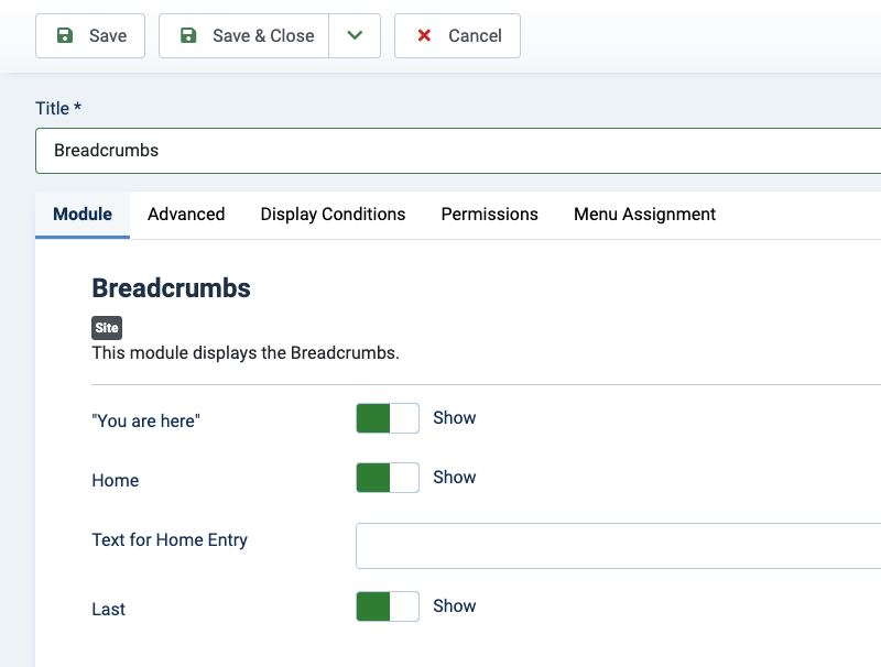 breadcrumbs module