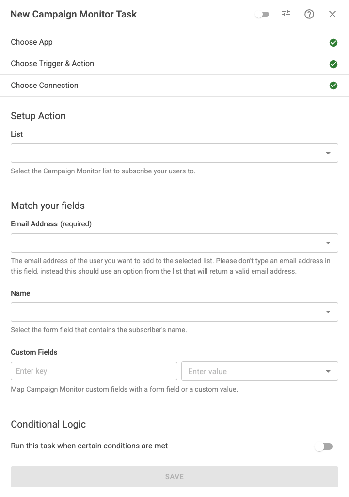 Setup Action Campaign Monitor Task