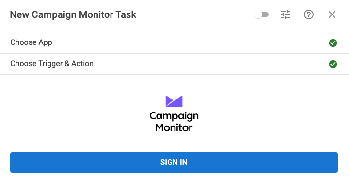 Sign in Campaign Monitor Connection