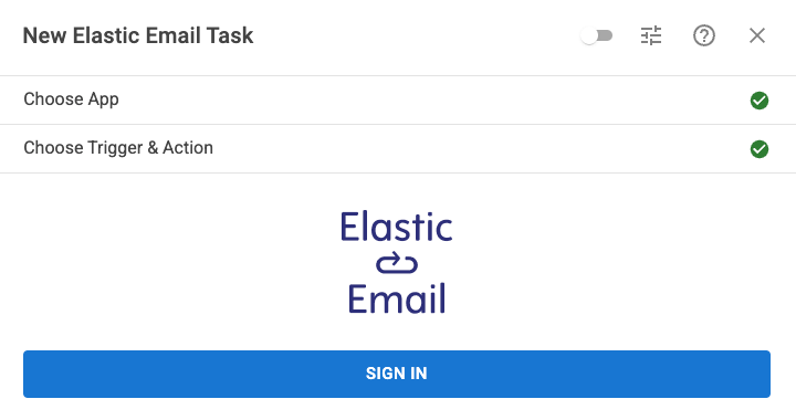 Sign in Elastic Email Connection