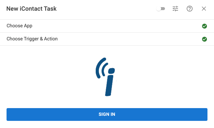 Sign in iContact Connection