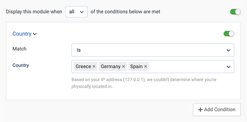 Show or Hide Joomla Modules Conditionally - Geolocation